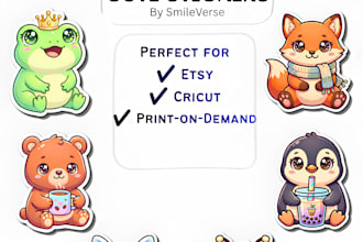 create custom cute sticker designs for etsy, cricut and pod