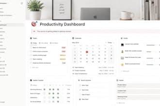 set up notion dashboard, templates, databases, and automation