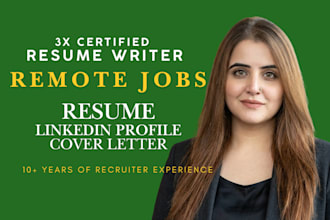 write resume, cover letter and linkedin for work from home and remote jobs