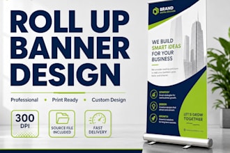 design professional roll up, pop up, pull up and retractable banner