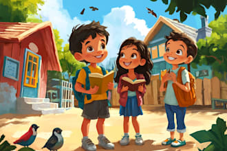 design print ready children story book illustration