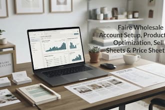 setup faire wholesale account, optimize products, sell sheet and price sheet