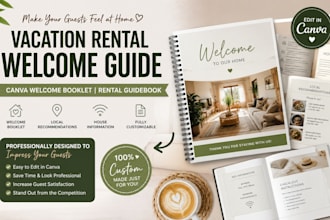 create vacation rental welcome guide canva welcome booklet rental guidebook