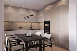 design a modern custom kitchen with technical drawings