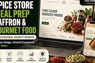 design shopify heray spice store, meal prep, saffron website, gourmet food store