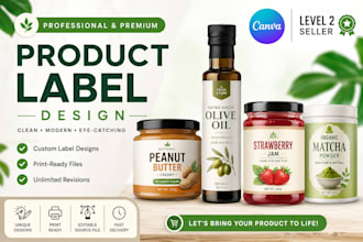 design food or supplement product label on canva