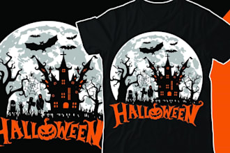 design custom halloween t shirt, horror logo, graphic summer t shirt design