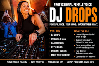 record professional dj drops, producer tags, radio liners and hype drops