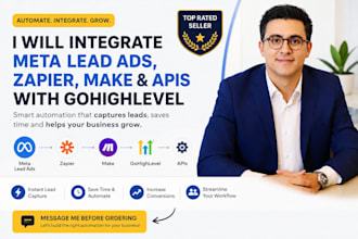 integrate meta lead ads, zapier, make, apis with gohighlevel
