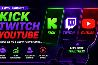 promote kick channel youtube twitch channel promotion boost yt kick video viewer
