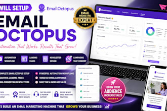 setup emailoctopus automation, landing page, newsletter, workflow, campaigns