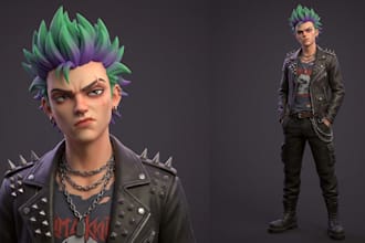 design stylized 3d game character model and texture
