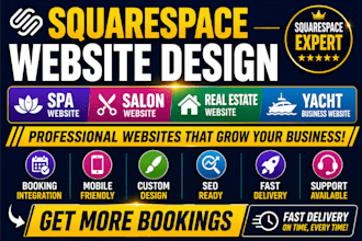 design squarespace spa salon real estate yatch business website for booking