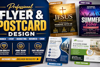 do exceptional event flyer design, church flyer design and postcard