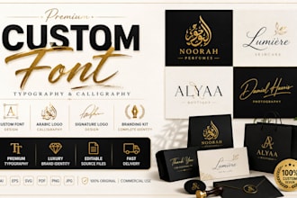 design custom font calligraphy arabic logo typography signature branding kit