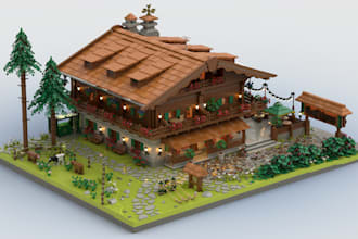 do custom 3d lego building, houses, and detailed moc model with pdf instruction