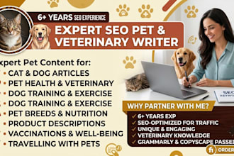 write SEO dog, cat, pet articles for your pet blog