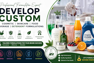 develop custom cosmetic, skincare, food and beverage formulations, detergent