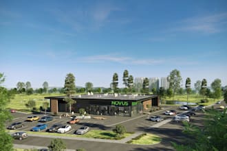 design 3d photorealistic commercial building exterior 3d rendering,cgi warehouse