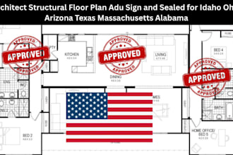 pe architect structural floor plan adu sign, sealed for idaho ohio az tx ma al