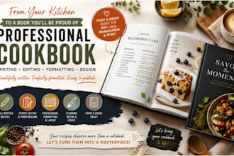 write, edit design cookbook recipe book journal cover design formatter food menu