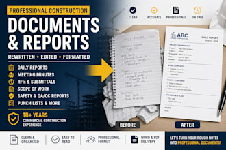 rewrite and format construction documents and reports
