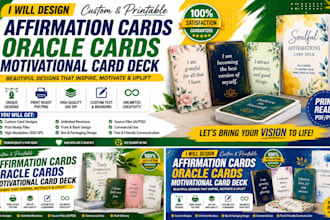 design custom affirmation cards, oracle cards, tarot cards, printable card deck