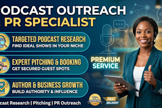 do podcast outreach,targeted podcast research and pitching for PR outreach
