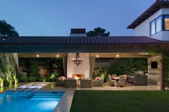 build backyard landscape design, pool garden and 3d rendering