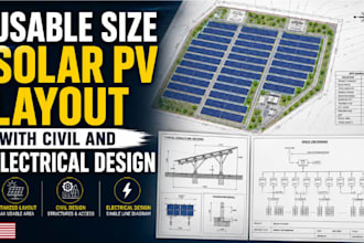 design usable size solar pv layout with civil and electrical design