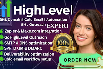 setup gohighlevel cold email with domain warm up, SMTP, dns, spf, dkim and dmarc