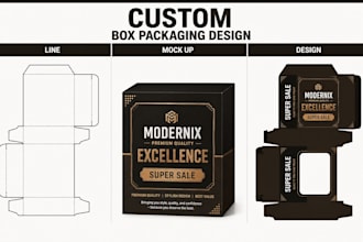 do custom packaging box design cut lines and dieline for your stickers design