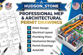 design mep, hvac, plumbing, electrical permit plans in autocad