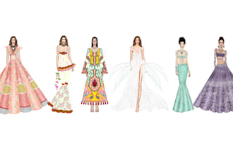 draw fashion illustrations and original outfits