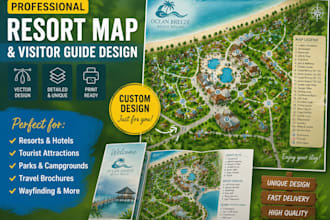 design resort map hotel map visitor guide wayfinding map vector illustration