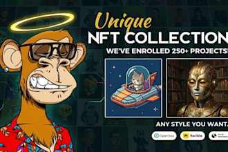 create custom unique nft art and generate 10k collection with trait and metadata