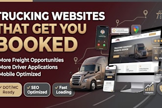 design trucking company website with quote form and dot mc number truck website