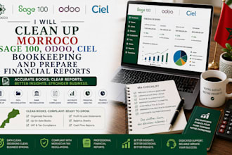 clean up morocco sage 100, odoo, ciel bookkeeping and prepare financial reports