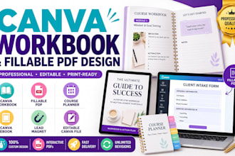 design canva workbook fillable pdfs course planner canva ebook lead magnet