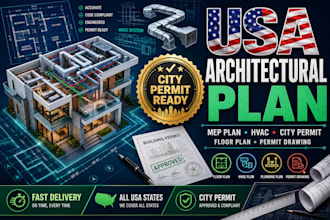 draw stamped architectural plan mep city permit floor plan florida california