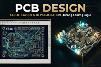 design pcb layout schematic design, gerber files in kicad for manufacturing