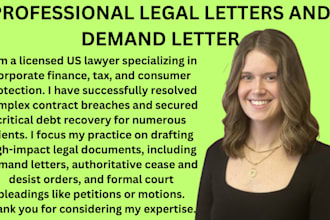 write a demand letter, legal notice, or cease and desist letter as a lawyer