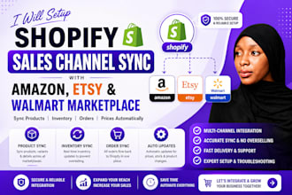 setup shopify sales channel sync with amazon, etsy, and walmart marketplace