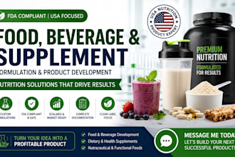 develop fda compliant USA nutrition food beverage and supplement formulas