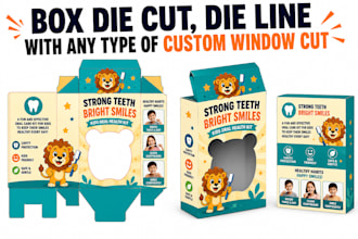 create product packaging label design dieline die cut for box bag sticker tag