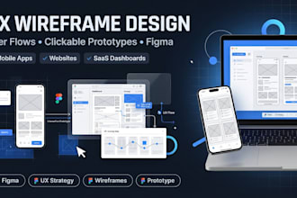 create UX wireframe and user flow design and prototypes for your web app