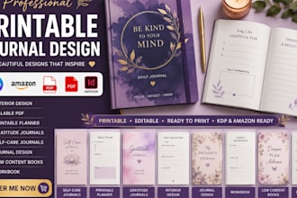 design printable journal, interior design, fillable pdf for amazon