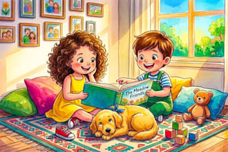 do children story book illustrtation kids illustration watercolour picture book