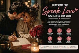 write sweet love romantic query letter book proposal, apology letter, synopsis