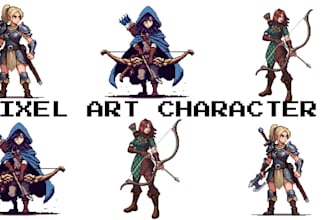 design 2d pixel art character 8bit sprite sheet and game assets